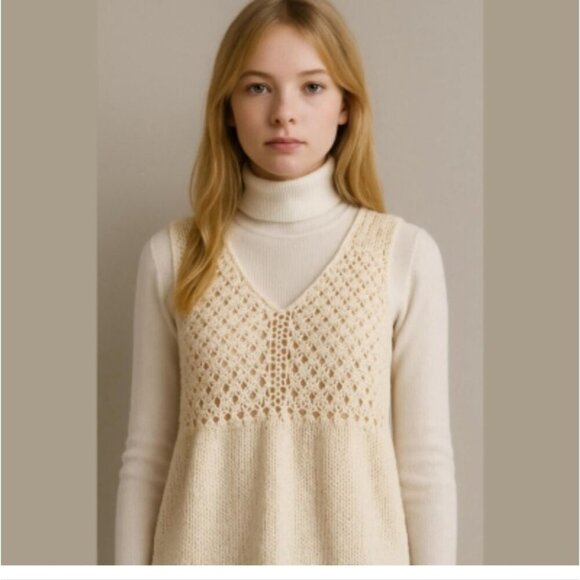 ARITZIA | Wilfred Crochet sweater vest jumper dress wool alpaca cream sz S - Picture 7 of 7